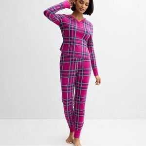 Sonoma for Kohls Thermal Pajama Set - Dark Pink Plaid